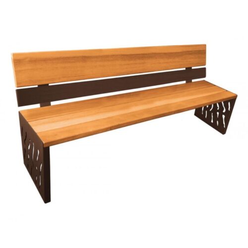 Banc public VENISE en bois tropical et acier, 1800mm