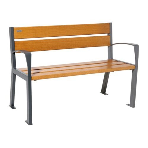 Banc public SILAOS en bois de chêne, 1200mm, aec accoudoirs