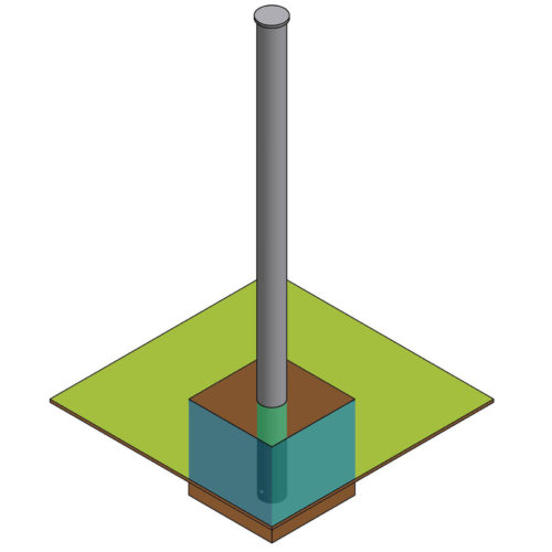 Potelet TEMPLATE fixe  Ø76mm, ht 1000 mm