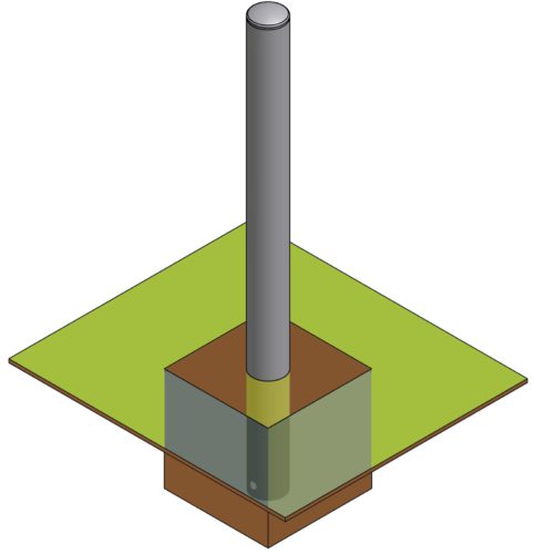 Potelet TEMPO sur platines en acier Ø88.89mm, ht 1200 mm