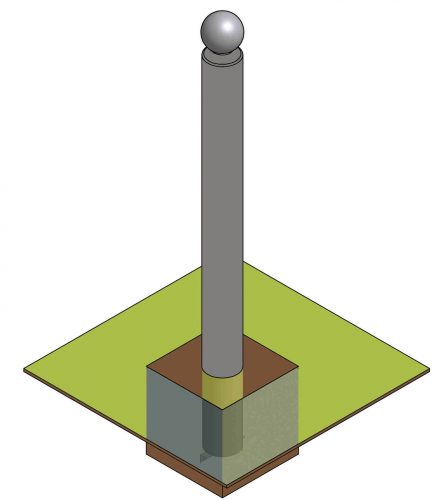 Potelet BOULE fixe Ø88,90mm hauteur totale 1500mm, acier