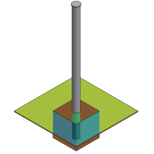 Potelet TEMPLATE fixe Ø76,10mm, ht 1200 mm