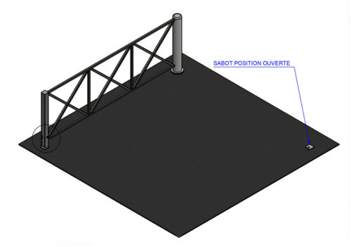 Barrière pivotante avec pied embarqué longueur 3000 mm