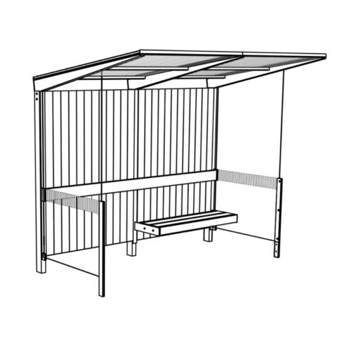 Abris bus SITEO ZPS242 - Toit en polycarbonate, parois latérales verre