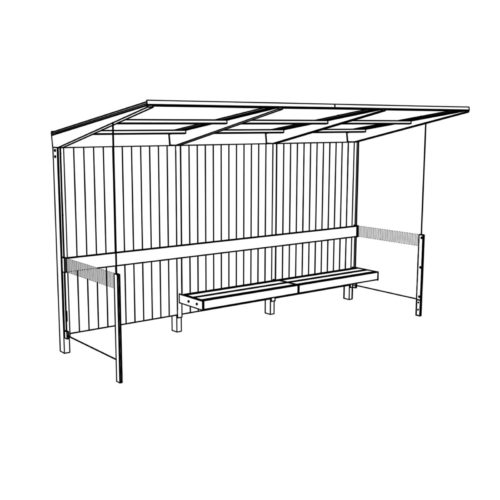 Abris bus SITEO ZPS332 - Toit et parois en verre, parois fond bois