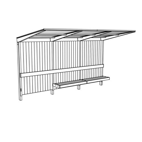 Abris bus SITEO ZPS341 - Toit en polycarbonate, parois fond en bois