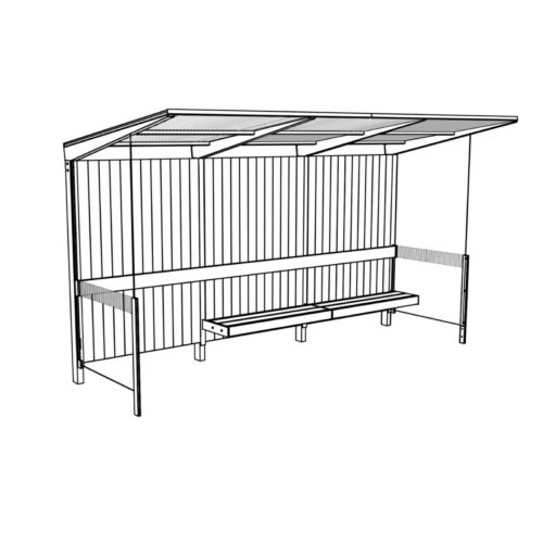 Abris bus SITEO ZPS342 - Toit en polycarbonate avec parois latérales