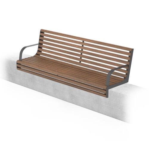 Banc public VITA sur muret en bois, 1800mm