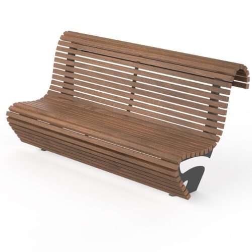 Banc public WAVE en bois, 2000mm