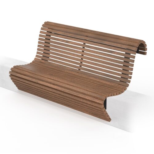 Banc public WAVE sur muret en bois, 1800mm