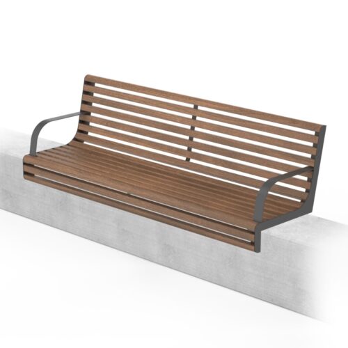 Banc public VITA sur muret en bois, 1800mm