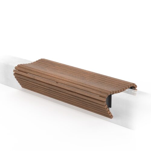 Banquette publique WAVE sur muret en bois, 1800mm