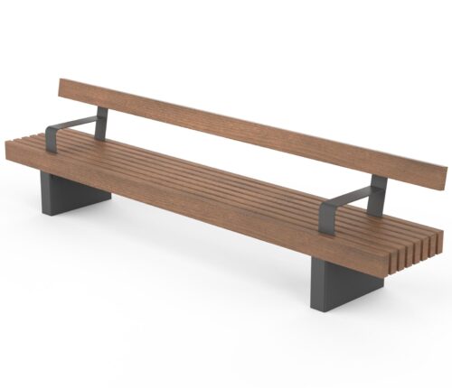 Banc public SILESIA en bois, 3000mm