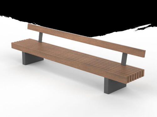 Banc public SILESIA en bois, 3000mm