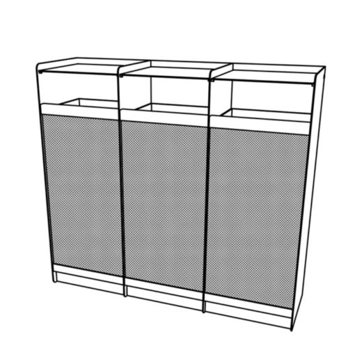 Corbeille de tri MAG 65L x 3 en tôle perforée avec protection