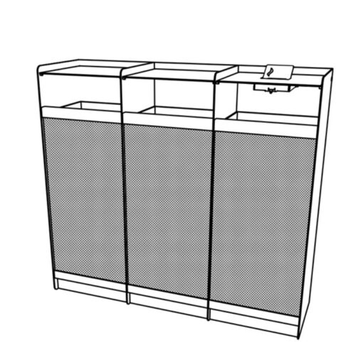 Corbeille de tri MAG 65L x 3 tôle perforée avec protection et cendrier