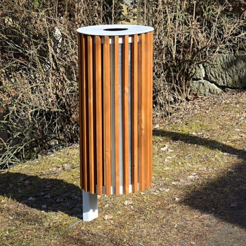 Corbeille ZET 45L en bois tropical, ronde