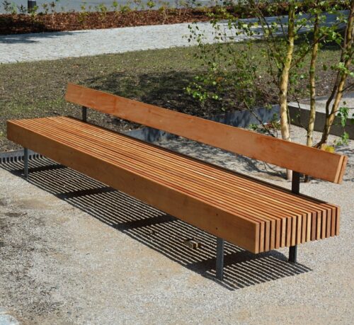 Banc public BORDO en bois tropical, 3000mm