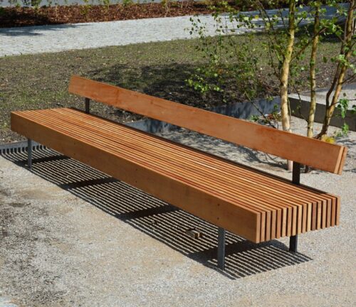 Banc public BORDO en bois de pin, 3000mm