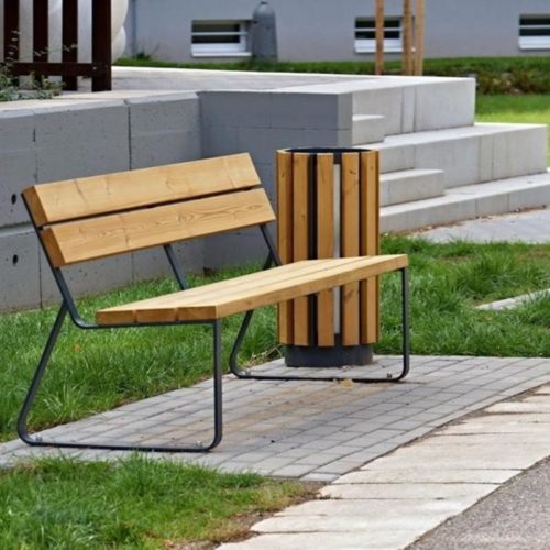 Banc public INOA en bois de pin, 1800mm