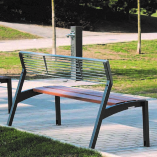 Banc public VERA LV170t en bois de jatoba et acier, 1500mm