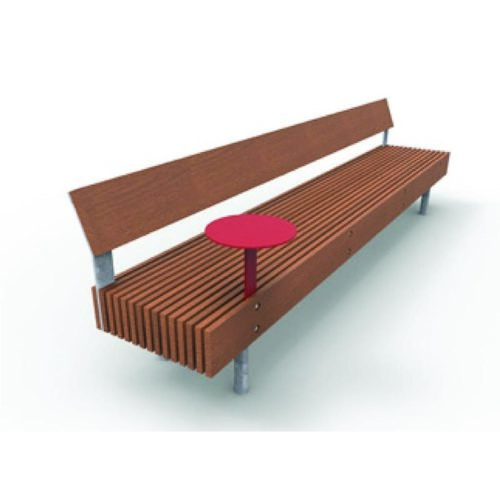 Banc public WOODY LWD150-10t en bois de jatoba, avec tablette