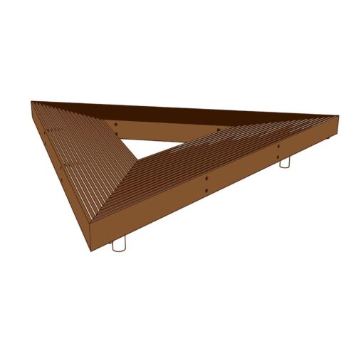 Banquette publique WOODY LWD302t en jatoba, forme triangulaire