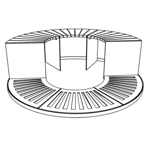 Grille d'arbre SEGMO avec 3 assises chêne