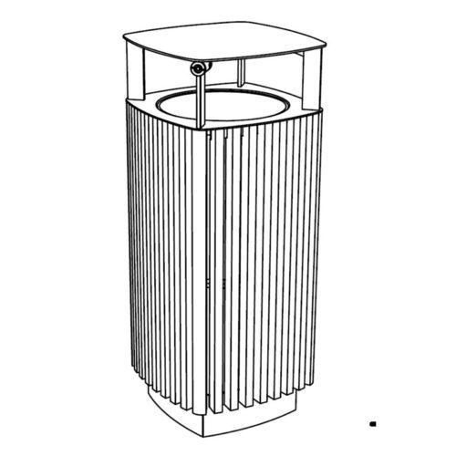 Corbeille Quinbin QB145r 50L en robinier avec protection